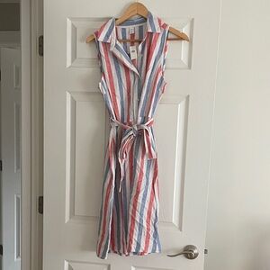 Old Navy Striped Midi Dress in Red, Blue, and White